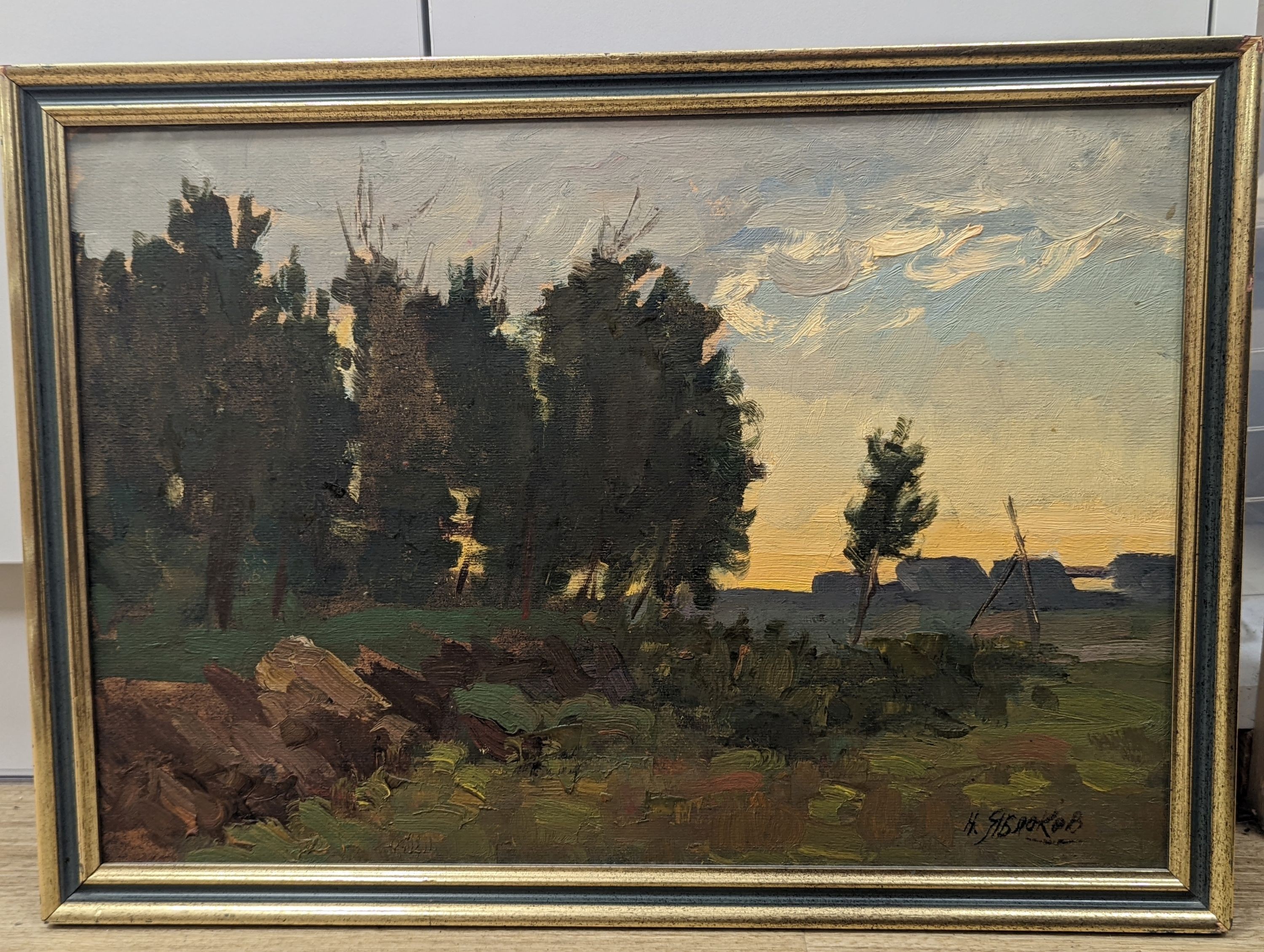 Nikolai Alexandrovich Yablokov, (1922-) oil on board, forest landscape, dated 1970, 34 x 49cm